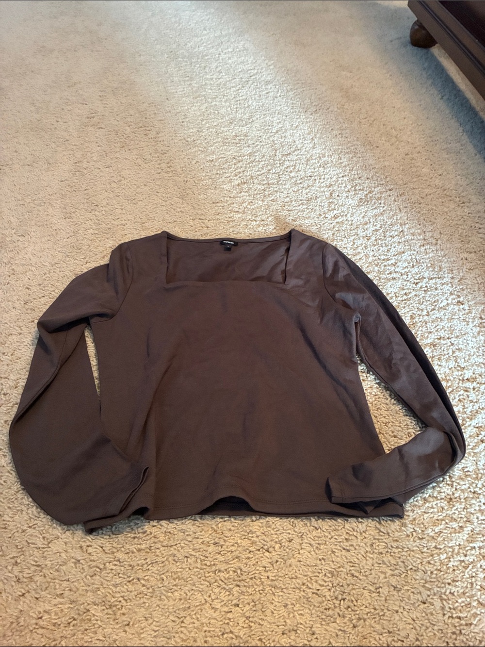 Express Brown Square-Neck Long Sleeve Top (size medium)